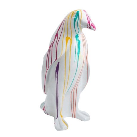 Statue Pingouin Animaux Resine - 70cm - Graffiti Blanc - ANIMAUX-RESINE.FR