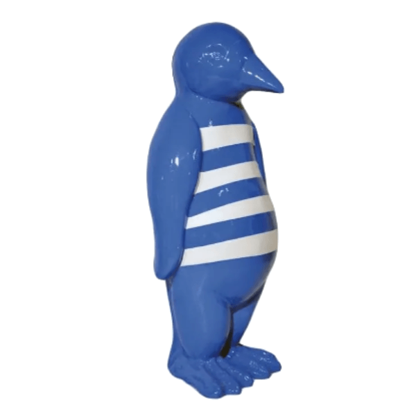 Statue Pingouin Animaux Resine - 70cm - Marin Blanc Bleu - ANIMAUX-RESINE.FR