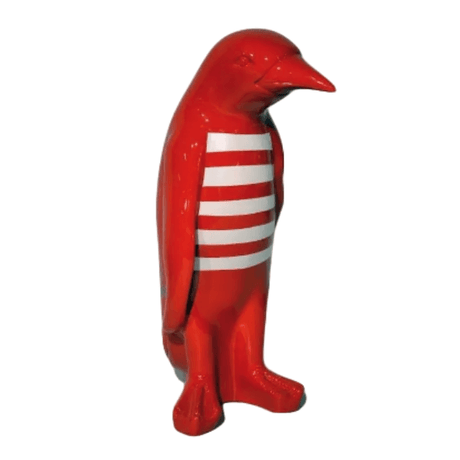 Statue Pingouin Animaux Resine - 70cm - Marin Blanc Rouge - ANIMAUX-RESINE.FR