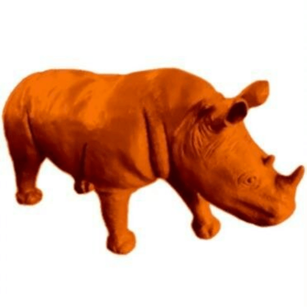 Statue Rhinoceros Animaux Resine - 140cm - Orange - ANIMAUX-RESINE.FR