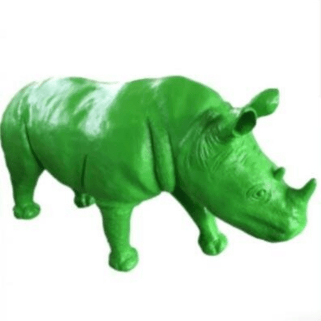 Statue Rhinoceros Animaux Resine - 140cm - Vert Pomme - ANIMAUX-RESINE.FR