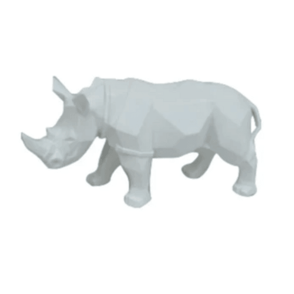 Statue Rhinoceros Animaux Resine - 35cm - Blanc - ANIMAUX-RESINE.FR