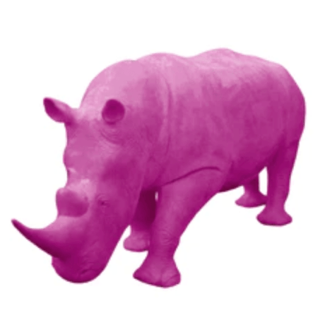 Statue Rhinoceros Animaux Resine - 380cm - Rose Fushia - ANIMAUX-RESINE.FR