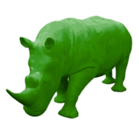 Statue Rhinoceros Animaux Resine - 380cm - Vert Pomme - ANIMAUX-RESINE.FR