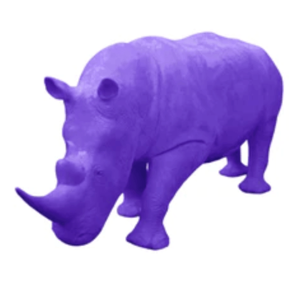 Statue Rhinoceros Animaux Resine - 380cm - Violet - ANIMAUX-RESINE.FR