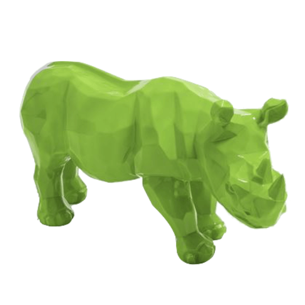 Statue Rhinoceros Origami Animaux Resine - 100cm - Vert Pomme - ANIMAUX-RESINE.FR