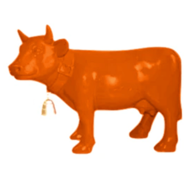 Statue Vache Animaux Resine - 110cm - Orange - ANIMAUX-RESINE.FR