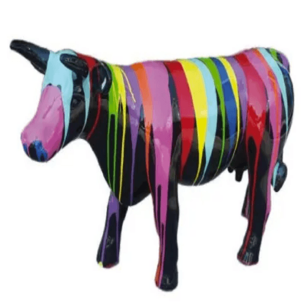 Statue Vache Animaux Resine - 140cm - Multi Coulure Noir - ANIMAUX-RESINE.FR