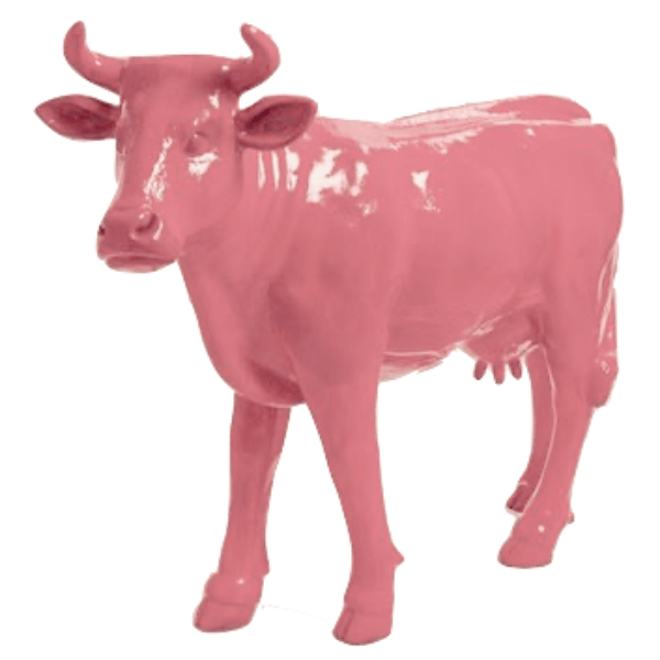 Statue Vache Animaux Resine - 140cm - Rose Clair - ANIMAUX-RESINE.FR