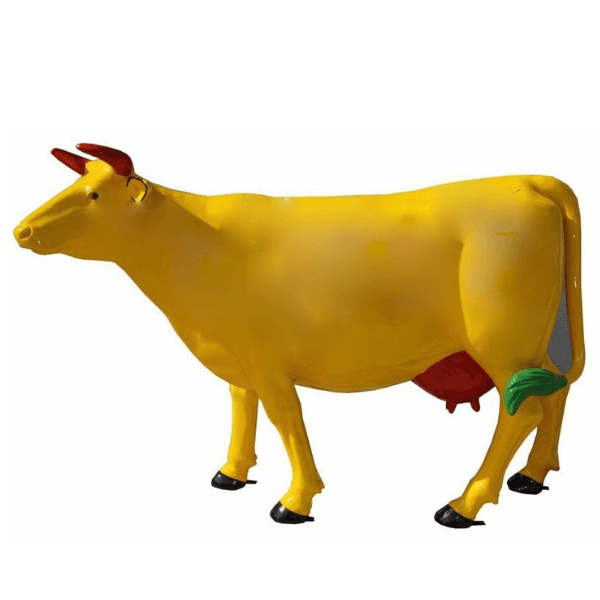 Statue Vache Animaux Resine - 225cm - Jaune - ANIMAUX-RESINE.FR