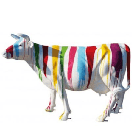 Statue Vache Animaux Resine - 225cm - Multi Coulure Blanc - ANIMAUX-RESINE.FR