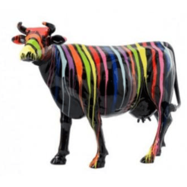 Statue Vache Animaux Resine - 225cm - Multi Coulure Noir - ANIMAUX-RESINE.FR