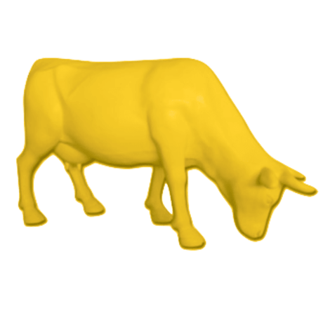 Statue Vache Tête Basse Animaux Resine - 225cm - Jaune - ANIMAUX-RESINE.FR