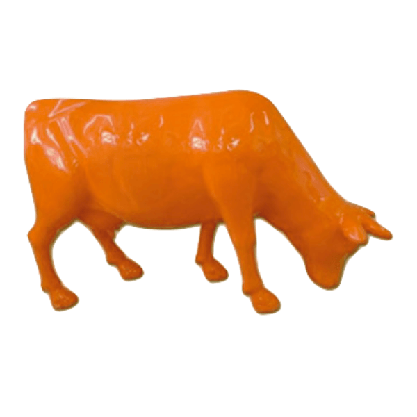 Statue Vache Tête Basse Animaux Resine - 225cm - Orange - ANIMAUX-RESINE.FR