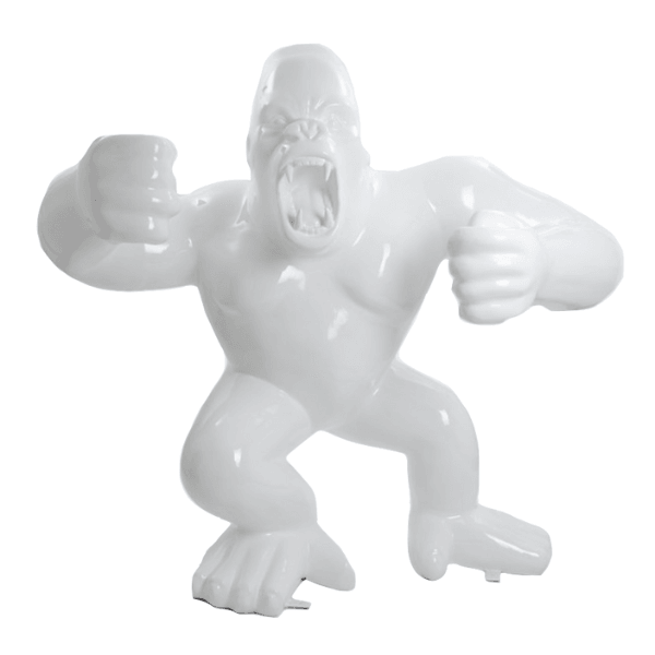 Statut Gorille Agressif Animaux Resine - 190cm - Blanc - ANIMAUX-RESINE.FR