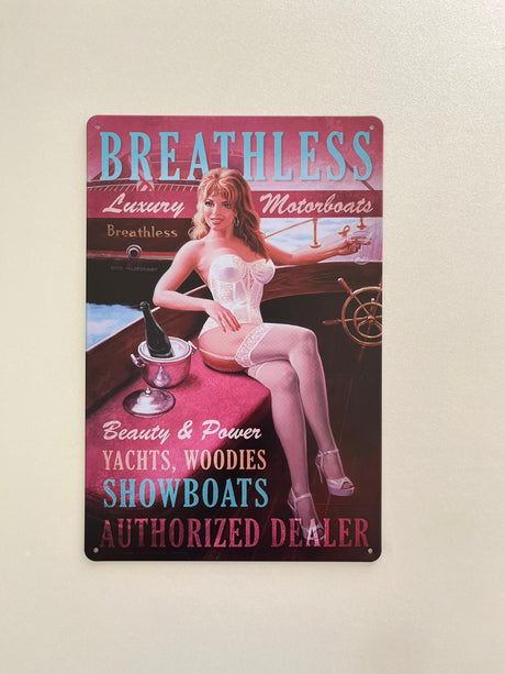 PLAQUE MÉTAL BREATHLESS 30X20 CM - PLAQUE DECORATIVE - ANIMAUX-RESINE.FR