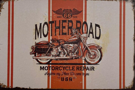 PLAQUE MÉTAL MOTHER ROAD 30X20 CM - PLAQUE DECORATIVE - ANIMAUX-RESINE.FR