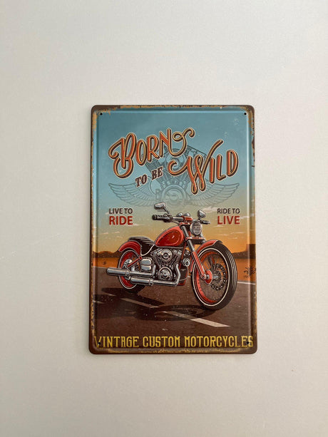PLAQUE MÉTAL RIDE TO LIVE 30X20 CM - PLAQUE DECORATIVE - ANIMAUX-RESINE.FR